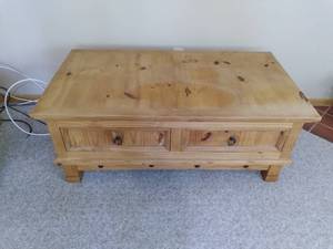 lot 35 image: Beautiful Rustic Unfinished Wood Coffee Table 