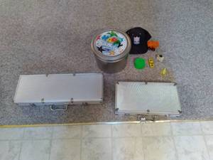 lot 70 image: Set of (2) Hard-Side Cases with Poker Chips and Other Misc Items