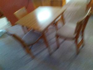 lot 72 image: Vintage Wood Fold-up Card Table with (4) Matching Chairs