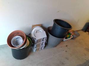 lot 79 image: Collection of Indoor and Outdoor Pots, Buckets, Gloves, Wicker, and More