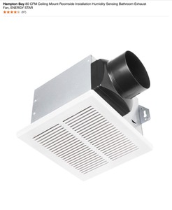 lot 22 image: Hampton Bay 80 CFM & 110 CFM Exhaust Bathroom Fans. Various Conditions. See Pictures