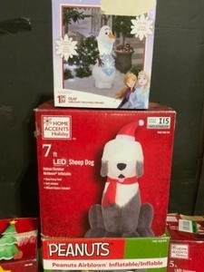 lot 32 image: Various Sizes & Kinds of Home Accents Holiday Outdoor Christmas Inflatables. Various Conditions. See Pictures