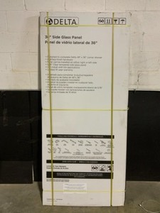 lot 36 image: Delta Classic 36 in. W Frameless 1-Piece Direct-to-Stud Corner Shower Glass Panel in Stainless. See Pictures