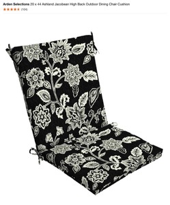 lot 44 image: Arden Selections 20 x 44 Ashland Jacobean High Back Outdoor Dining Chair Cushion. See Pictures