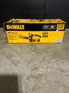 lot 56 image: DEWALT 12 in. 20V MAX Lithium-Ion Cordless Brushless Chainsaw with (1) 5.0Ah Battery and Charger Included. See Pictures