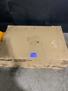 lot 65 image: Husky 46 in. Adjustable Height Work Table with 2-Drawers in Black. See Pictures