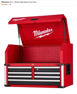 lot 70 image: Milwaukee High Capacity 36 in. 5-Drawer Roller Cabinet Tool Chest & 7-Drawer High Capacity Top Chest. See Pictures