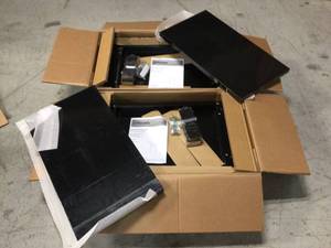 Lot of 2 Ready-to-Assemble 24-Gauge Steel 2-Door Garage Base Cabinet in Black (28 in. W x 32 in. H x 18 in. D) by Husky Customer Returns See Picures