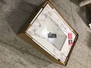 31 in. W x 22 in. D Engineered Marble Single Trough Basin Vanity Top in Calacutta with White Basin by Home Decorators Collection  Customer Returns See Pictures