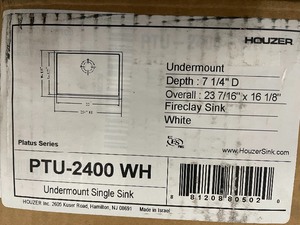 HOUZER Platus Undermount Fireclay 23 in. Single Bowl Kitchen Sink in White Not used