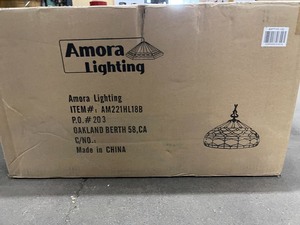 Amora Lightning 18 in. Tiffany Style 2-Light White Hanging Pendant Lamp not used