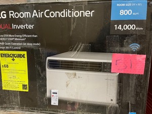 LG Electronics 14,000 BTU 115-V Dual Inverter Smart Window Air Conditioner LW1517IVSM with WiFi and Remote in White Customer Return in like new condition see pictures
