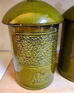 lot 21 image: Vintage Ceramic Olive Green Canister Set