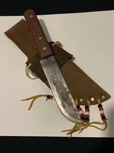 Handmade Lokota Sioux Knife and Buffalo Hide Leather Sheath