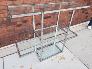 lot 8 image: Vintage MCM Milo Baughman Style Chrome & Glass Shelf