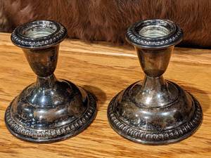 lot 26 image: Empire Weighted Sterling Candle Holders