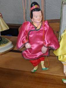lot 31 image: Vintage Marionette String Puppet & Shelf Sitter, Made in China