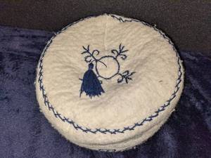 lot 106 image: Embroidered Wool Pillbox Hat wTassel