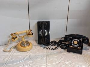 lot 96 image: 3 Old School Rotary Telephones