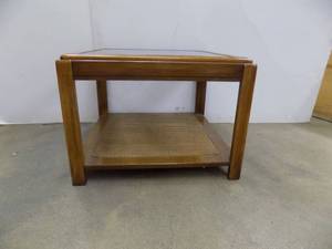 Wooden End Table Glass Top