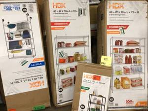 lot 13 image: Lot of Assorted Shelf Storage Unit various models and conditions open box Customer Returns See Pictures
