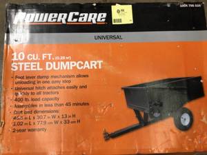 lot 14 image: 10 cu. ft. Lawn Mower Dump Cart with Wheels by PowerCare Customer Returns See Pictures