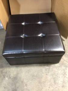 lot 45 image: Richmond Espresso Bonded Leather Storage Ottoman by Noble House Customer Returns See Pictures