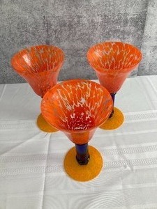 lot 1 image: 12 Colorful Art Glass Goblets