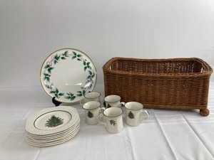 lot 2 image: A Basketful of Holiday China- Cuthbertson & Mikasa