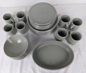 lot 301 image: Sage Stoneware Dish Set - The Khaki Collection  Calvin Klein Swid Powell