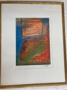 lot 7 image: Three Vibrant Framed Abstract Paintings- Signed by the Artist - 1991
