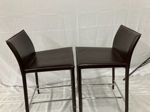 lot 11 image: Four Brown Leather CounterBar Stools