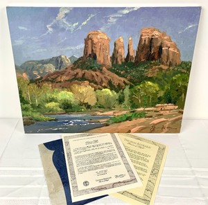 lot 51 image: Thomas Kinkade NLE Signed Unframed EP Canvas Sedona Cliffs