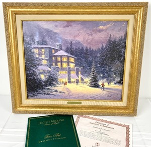 lot 52 image: Thomas Kinkade Framed, Signed & Numbered Christmas at the Ahwahnee on Canvas- Limited Edition