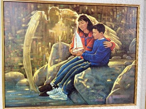lot 54 image: Gift From God Framed, Signed Enhanced Artists Print on Canvas by Ron DiCianni
