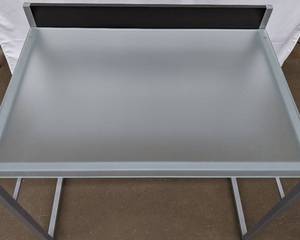 lot 317 image: Small Glass-Topped Metal and Wood Desk with Shelf