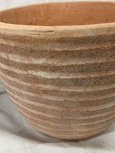 lot 24 image: Two Large Planters- One Terra Cotta, One Recycled Copper Colored Square