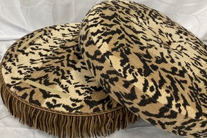 lot 30 image: Very Large Leopard Print Ottoman