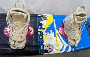 lot 321 image: Liquid Force Nemesis 131 Child  Medium Wakeboard & PinkWhite Bindings - Water Ski Fun