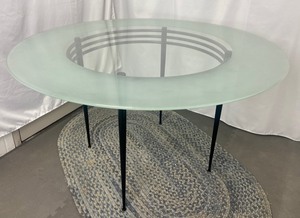 lot 36 image: Very Elegant Italian Round Glass Dining Table with Black Legs