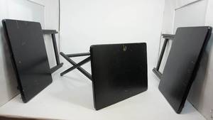 lot 43 image: Three Black Wooden TV Trays--Foldable