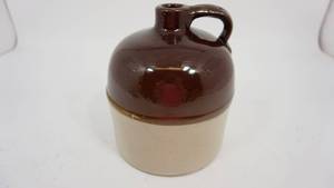 lot 62 image: Antique Brown & Tan Crock Jug With Handle