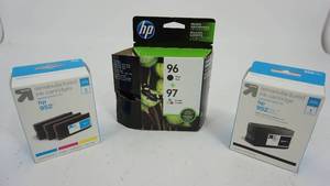 lot 89 image: One Black Ink Cartidge Replacement For HP 952XL--One Cyan-One Magenta-One Yellow Ink Cartridge Replacement For HP952--HP 96 Black Ink Cartridge--One HP 97 Tri-Color ink Cartridge
