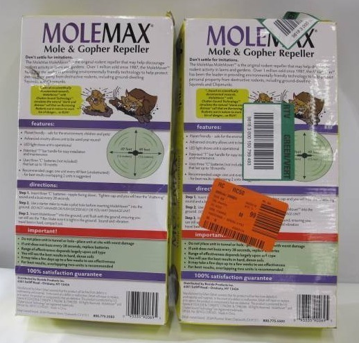 lot 730 image: MOLEMAX Sonic Mole Spike Electronic Repellent 4-Pack