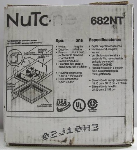 lot 744 image: NuTone 682NT Duct Free WallCeiling Mount Bathroom Exhaust Fan