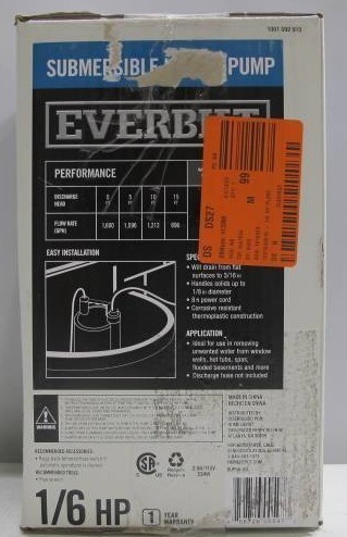lot 623 image: Everbilt 16 HP Plastic Submersible Utility Pump