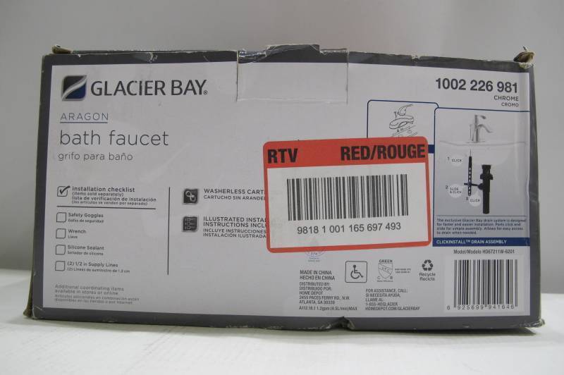lot 745 image: Glacier Bay Aragon 4 in. Centerset Single-Handle Low-Arc Bathroom Faucet in Chrome