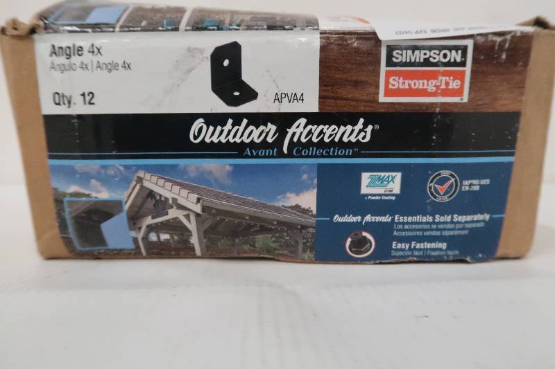 lot 717 image: Simpson Strong Tie Outdoor Accents Avant Collection ZMAX, Black Powder-Coated 90-degree Angle for 4x Lumber APVA4 - 13 pack