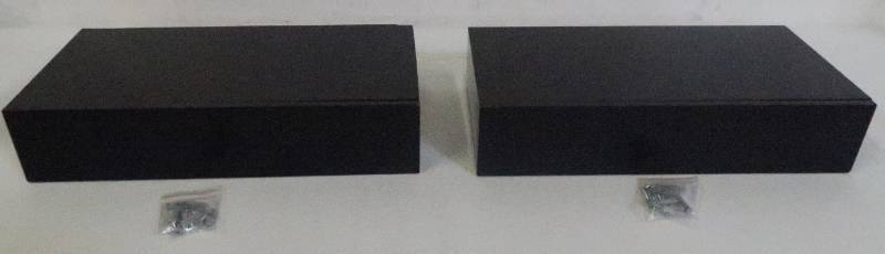 lot 723 image: Duraline Wall Shelf XL10 With Drawer Black 100mm 48x25cm - Set of 2