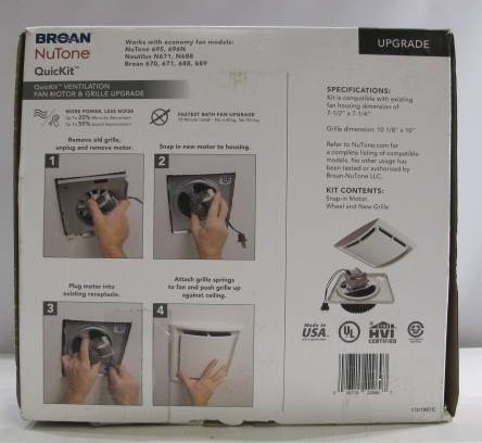 lot 704 image: NuTone QuicKit QKN60 QuicKit 60 CFM 2.5 SonesBathroom Exhaust Fan Upgrade Kit